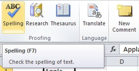 Spelling And Grammar Check Excel 2010