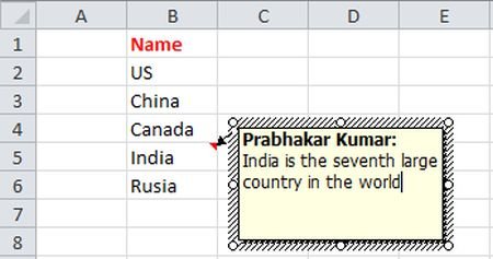 How to Add Comment in Excel 2010