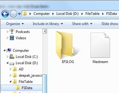 Creation Of FileTable in SQL Server 2012